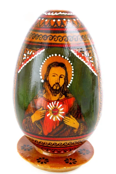 Пасхальне Яйце Ручної Роботи Зображенням Христа — стокове фото