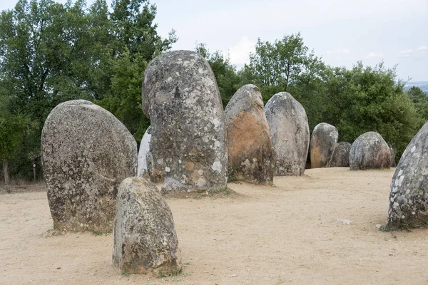 Menhirs Monumento Megalitico Cromelech Dos Almendres Evora Portogallo — Foto Stock