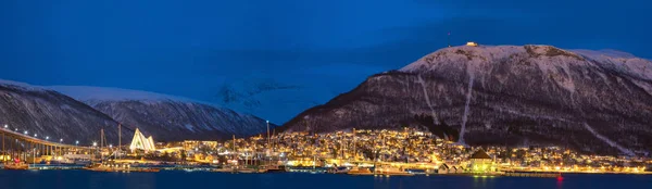 Panorama Pejzaż Miasta Tromsø Zmierzchu Troms Norwegia — Zdjęcie stockowe