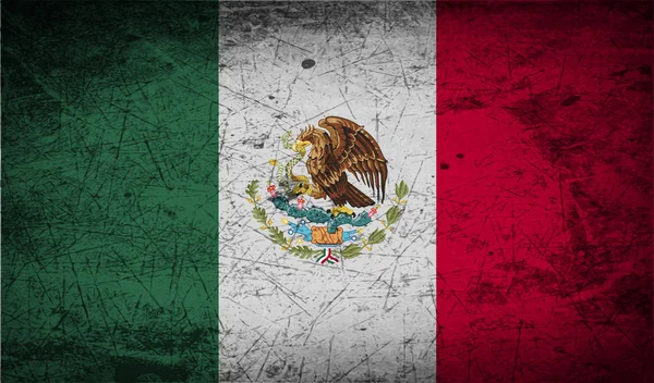 Mexikó Zászlója Régi Textúrával Illusztráció — Stock Fotó