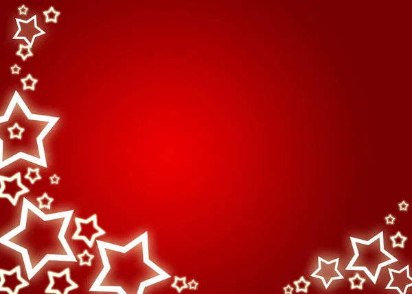 Fundo Natal Vermelho Cartão Com Estrelas Brancas — Fotografia de Stock