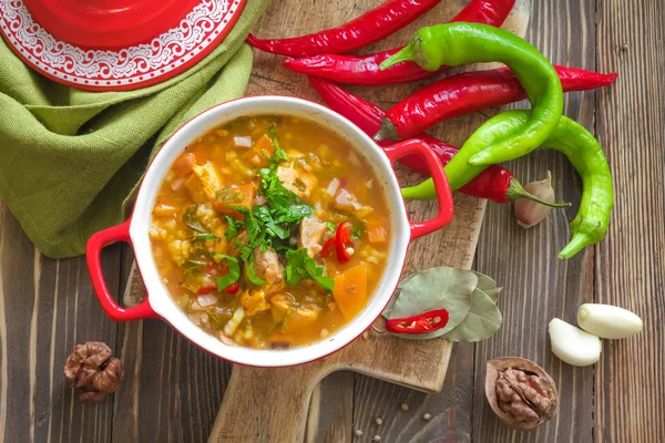 Soup Kharcho Georgian Cuisine — Stock Photo, Image