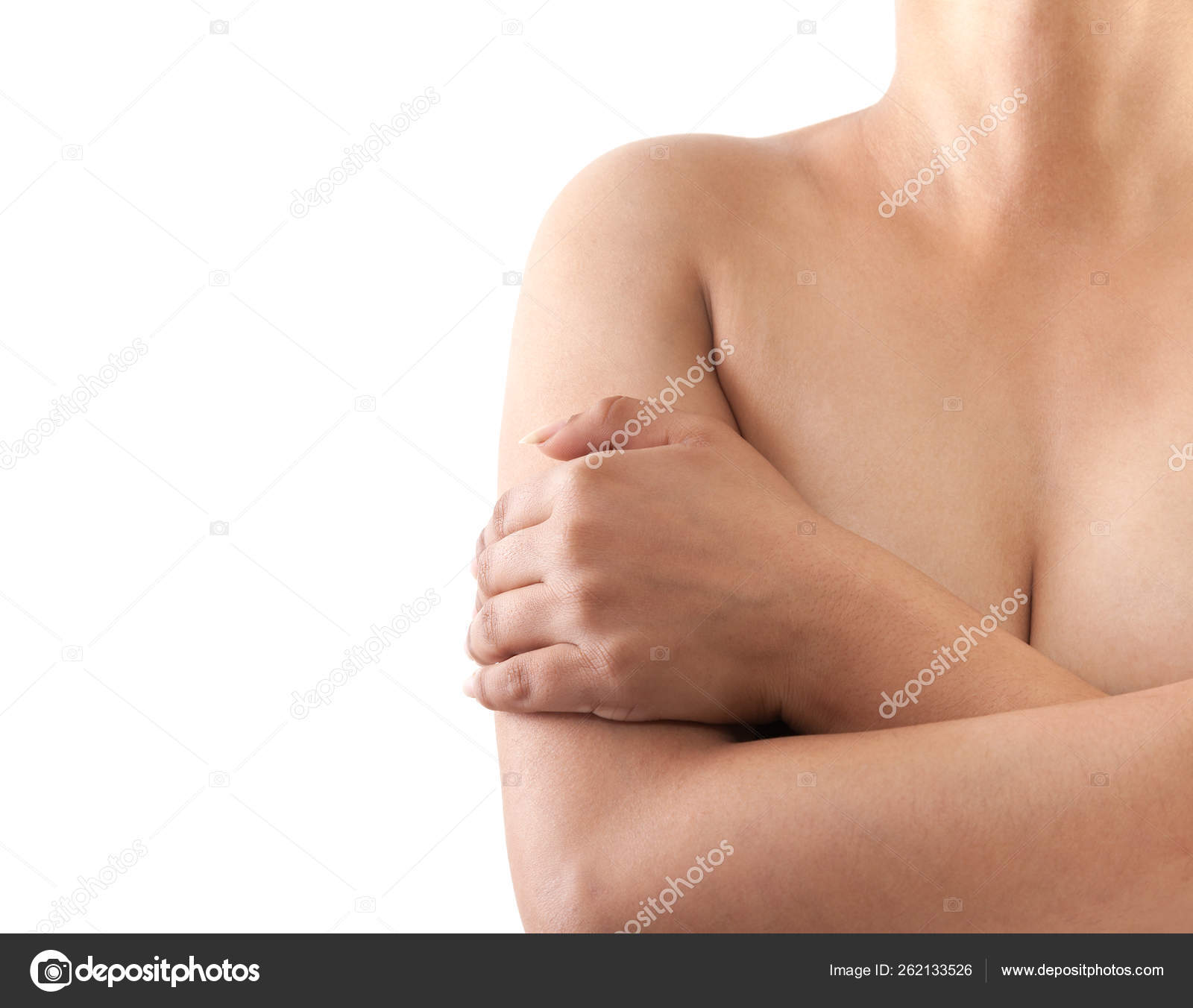 Chest Sexy Indian Gorgeous Female Breast Covered Both Hands — Stock Photo ©  YAYImages 262133526