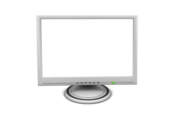 Płaski Ekran Lcd Monitor Białym Ekranem Zielony Stan Led — Zdjęcie stockowe