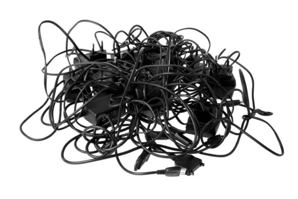 Tangled Cables Connectors Illustrating Complex Problems Obstacles — Stock Photo, Image