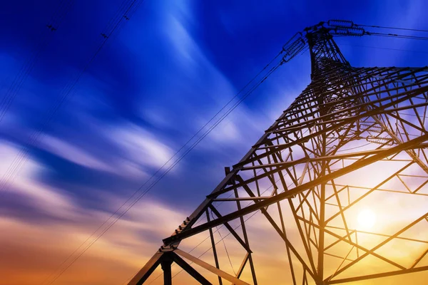 Torre Alta Tensione Tramonto — Foto Stock