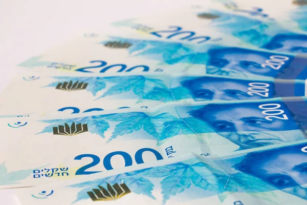 Montón Billetes Israelíes 200 Shekel —  Fotos de Stock