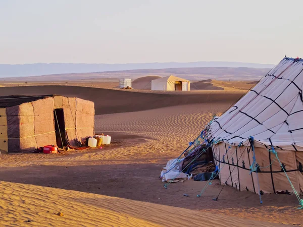 Oasis Och Ett Läger Zagoraöknen Marocko Afrika — Stockfoto