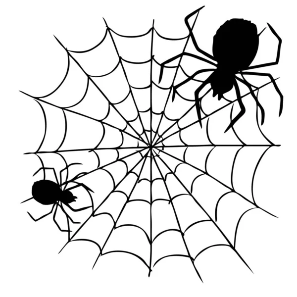 Örümcek Web Doodle Elle Çizilmiş Serbest Kroki Çizimi — Stok fotoğraf