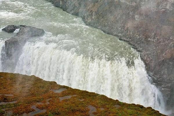 Primer Plano Poderosa Cascada Gullfoss Islandia — Foto de Stock