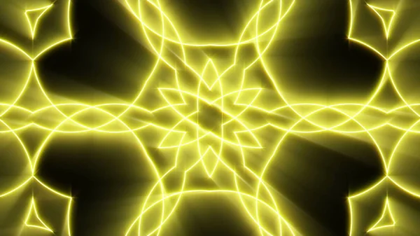 Shining Gold Kaleidoscope Black Background Glow Elements — Stock Photo, Image