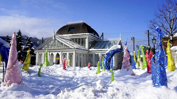 Casa Cristal Arquitectura Nieve Festival Invierno Hokkaido Japón — Foto de Stock