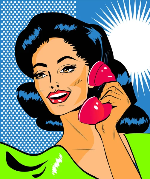 Lady Beszélgető Telefon Retro Clip Art — Stock Fotó