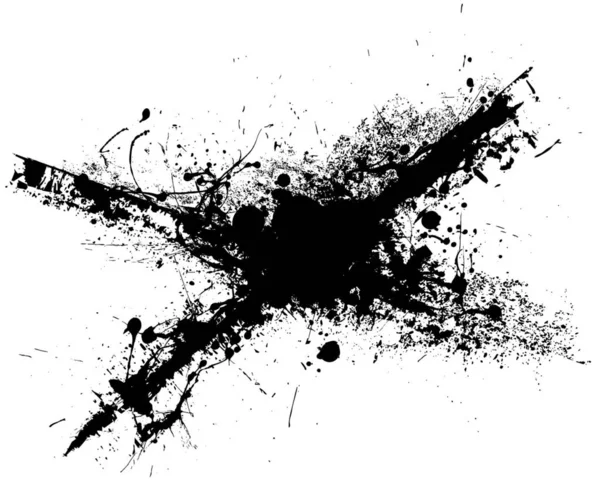 白の背景イラストと黒インクのグランジスパット — ストック写真