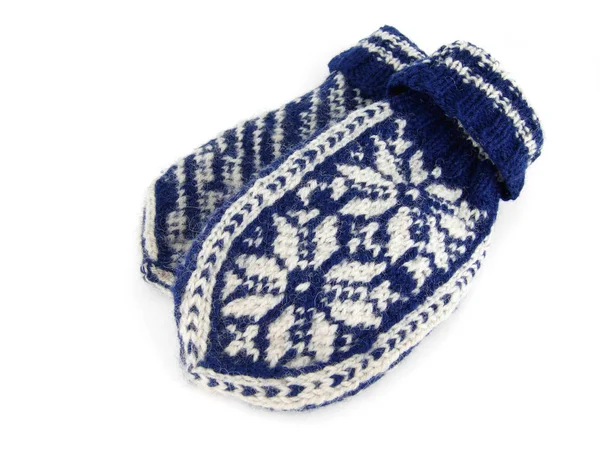 Norueguês Caseiro Mittens Isolado Fundo Branco — Fotografia de Stock