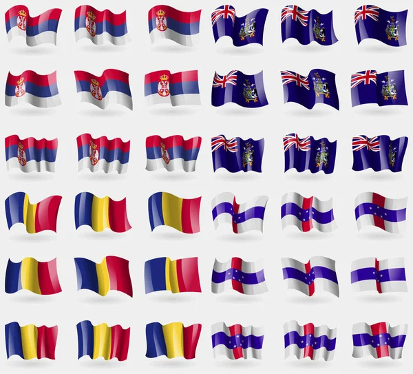 Szerbia Grúzia Szendvics Románia Holland Antillák Halmaza Zászlók Világ Országainak — Stock Fotó