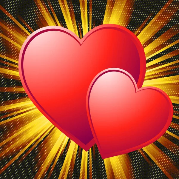 Alla Hjärtans Kort Med Två Hjärtan — Stockfoto