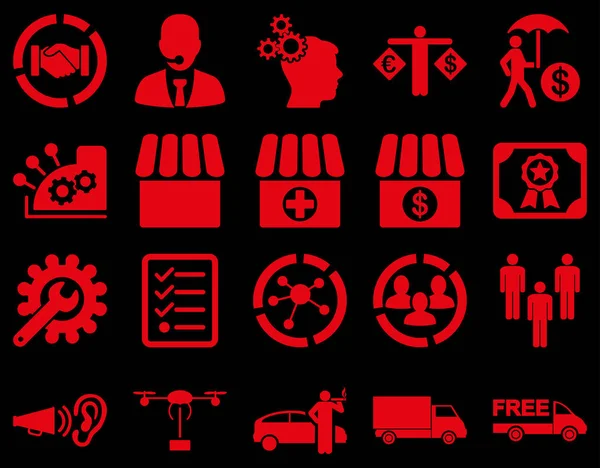 Επιχειρήσεις Εμπόριο Αποστολή Εικονίδια Σύμβολα Αυτά Επίπεδη Χρησιμοποιήστε Κόκκινο Χρώμα — Φωτογραφία Αρχείου