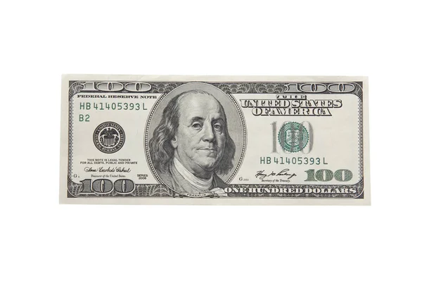 百元钞票的背面设计 与剪贴路径隔离在白色上 — 图库照片