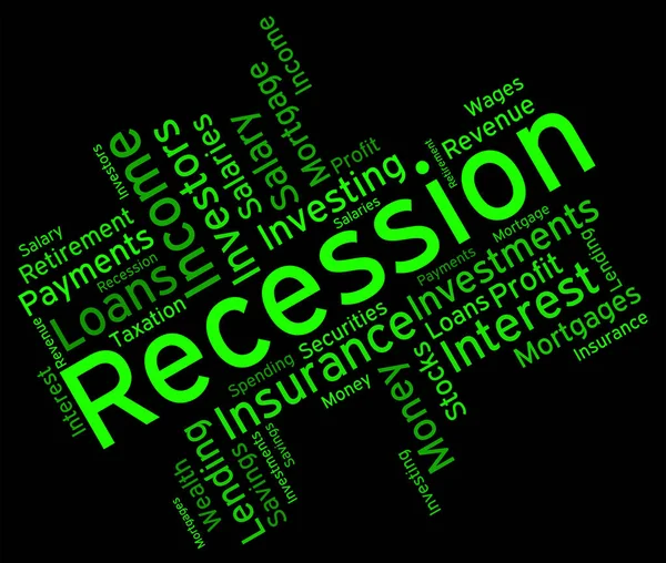 Recessão Palavra Significado Recessões Deprimidas Depressão — Fotografia de Stock