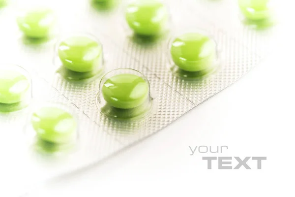 Close Green Pills — Stock Photo, Image