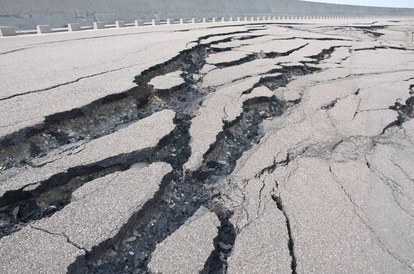 Rupture Route Après Tremblement Terre Ouragan — Photo