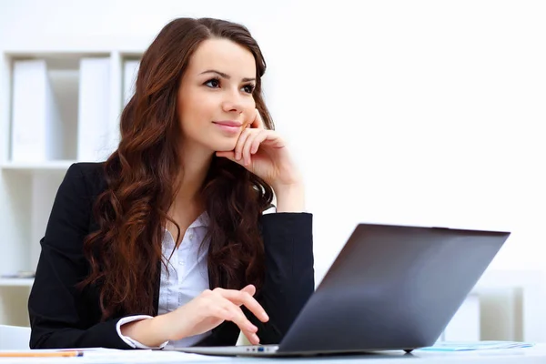 Young Pretty Business Woman Notebook Office — Stock Photo, Image