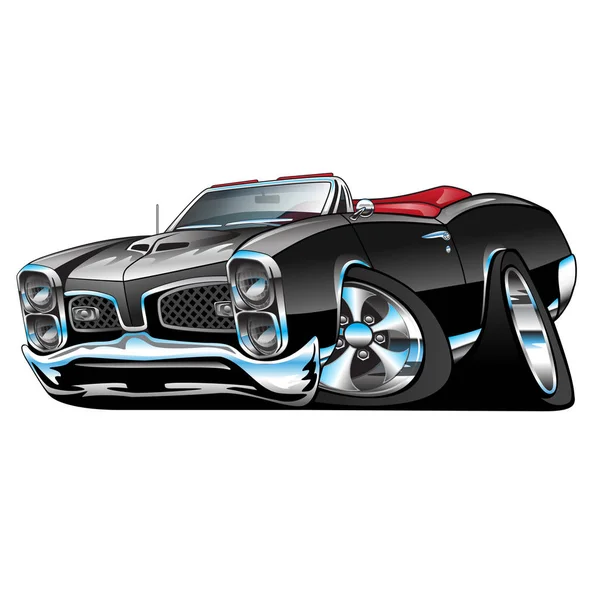 Heißen Amerikanischen Cabrio Muscle Car Cartoon Schwarz Viel Chrom Aggressive — Stockfoto