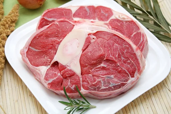 Φρέσκο Κρέας Στο Παρασκήνιο Κοντινό — Φωτογραφία Αρχείου
