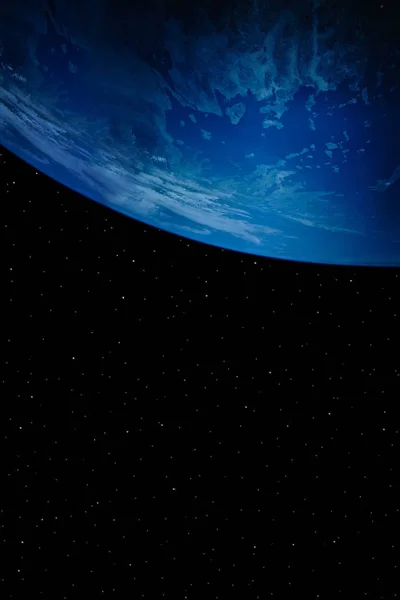 私たち自身の宇宙の空に夜の地球と星の単純な背景 — ストック写真