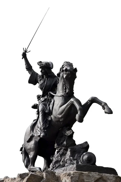 Horseman Fighter Sculptuur Een Witte Achtergrond Grenoble Frankrijk — Stockfoto