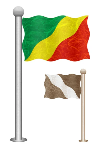 Drapeau République Congo Agitant Vent Drapeaux Des Pays Afrique Mulberry — Photo