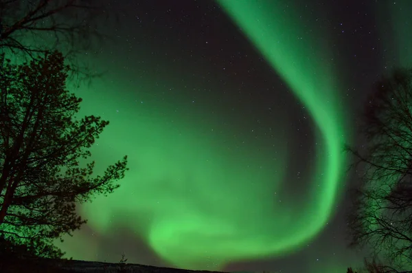 Silná Jasná Živá Aurora Borealis Arktické Zimě — Stock fotografie