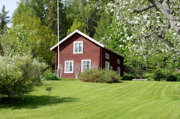 Cabaña Roja Suecia — Foto de Stock