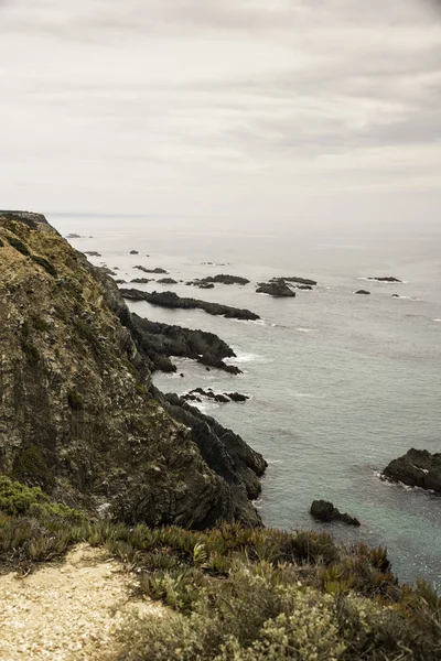 Agua Salpicada Del Océano Salvaje Las Rocas Costa Oeste Portugal — Foto de Stock