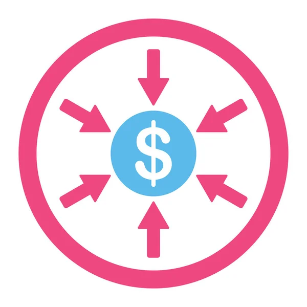 収入グリフ アイコン これはフラット記号使用のピンクと青の色を丸め 白い背景で隔離 — ストック写真