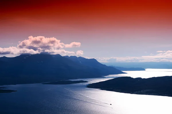 Sunset Norway Island Landskap — Stok Foto