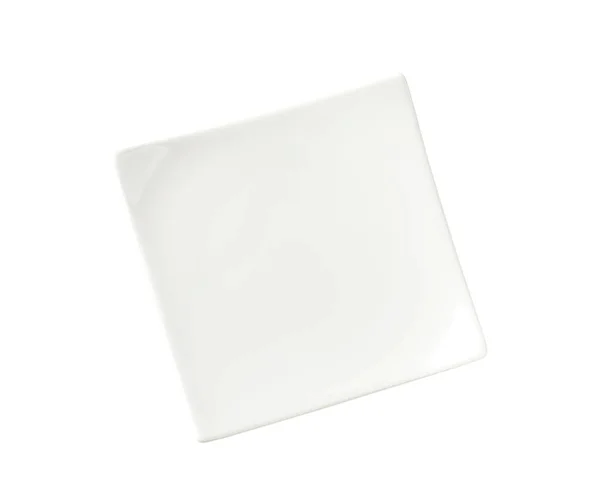 Placa Porcelana Branca Quadrada Pequena — Fotografia de Stock