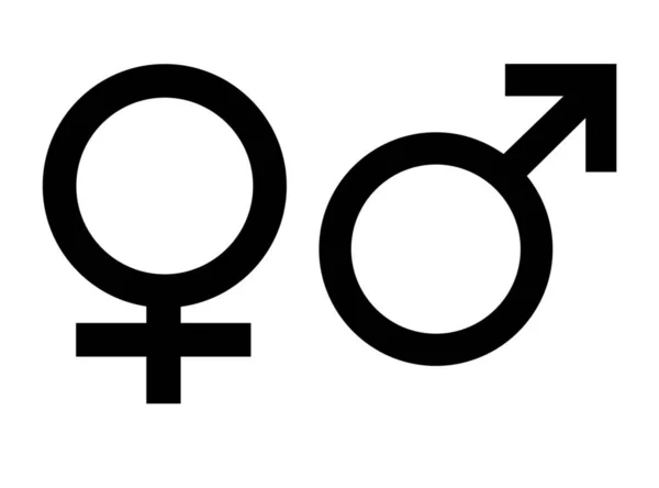 Männliche Und Weibliche Geschlechtssymbole Isoliert Auf Weißem Hintergrund — Stockfoto