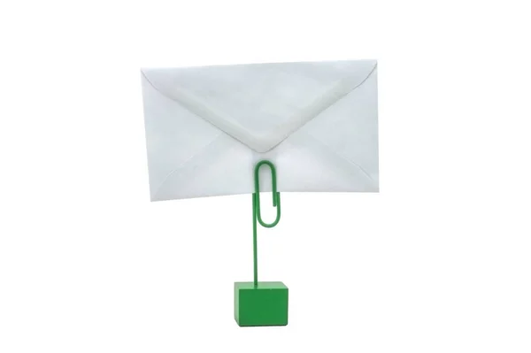 Titular Cartão Segurando Envelope Branco Branco — Fotografia de Stock