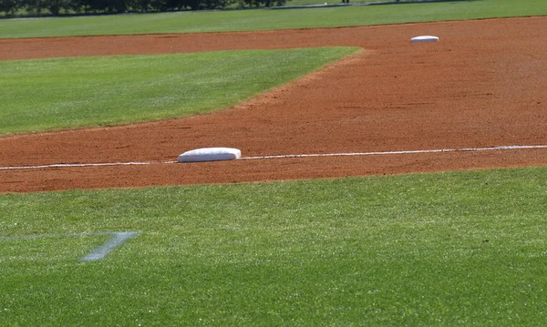 Una Vista Las Bases Campo Béisbol — Foto de Stock