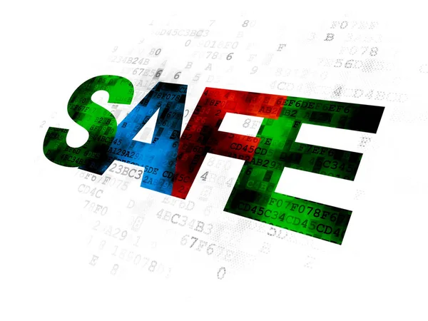 Conceito Segurança Texto Multicolorido Pixelado Seguro Fundo Digital — Fotografia de Stock