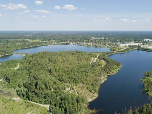 Sauriesi Lake Aerial Drone Top View Latvia — Stock Photo, Image