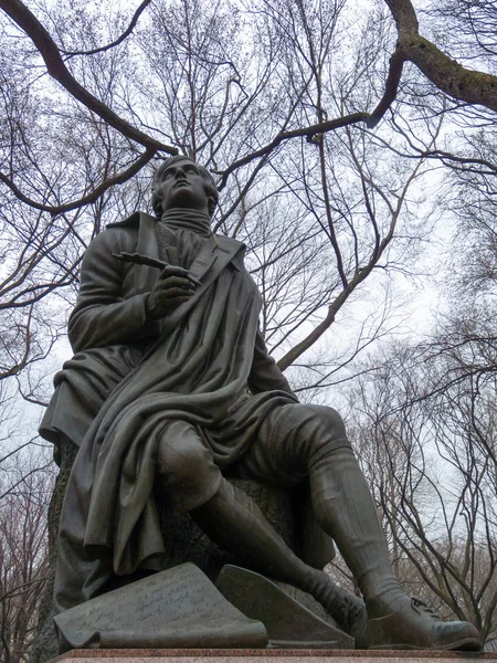 Sculpture Robert Burns Central Park Nyc — Stock Photo, Image