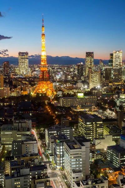 Havadan Görünümü Tokyo Kule Cityscape Gün Batımında Alacakaranlık Japonya — Stok fotoğraf