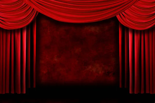 Grunge Stage Theater Cortinas Drapeado Contra Fondo Oscuro — Foto de Stock