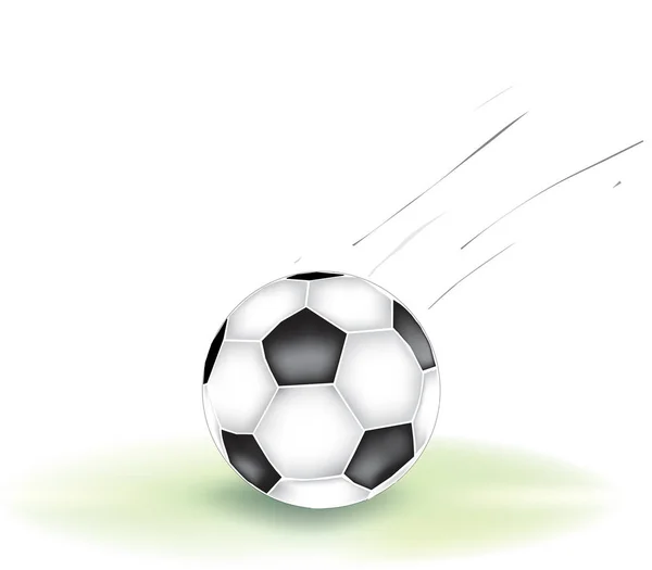 Fußballball Fliegt Mit Großer Geschwindigkeit Über Das Feld — Stockfoto