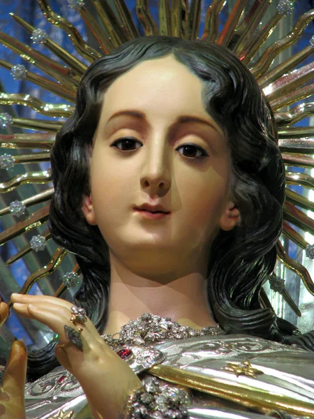 Detalle Estatua Inmaculada Concepción Iglesia Cospicua Malta — Foto de Stock
