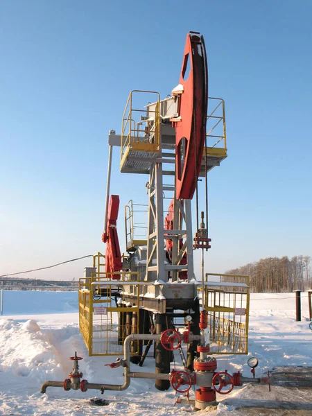 Jack Bomba Óleo Trabalho Indústria Petróleo Sibéria Ocidental Geada Siberiana — Fotografia de Stock