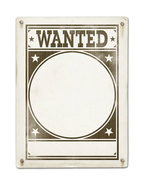 Wanted Plakat Białym Tle — Zdjęcie stockowe